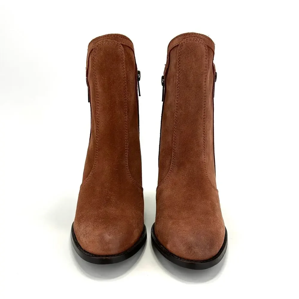 Seychelles Women Brown Heeled Ankle Boot Size 6.5 Suede Block Heel Padded New
